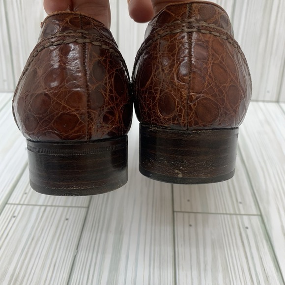 Cole Haan Genuine Caiman Crocodile Brown Loafer Slip‎ On Shoes 7.5 N main image 11